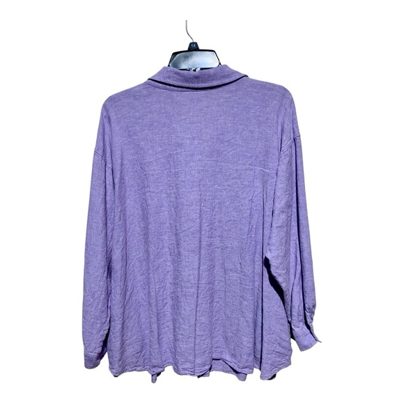 Susan Graver Linen Blend Button-Up Shirt Sz 3XP - Picture 2 of 3